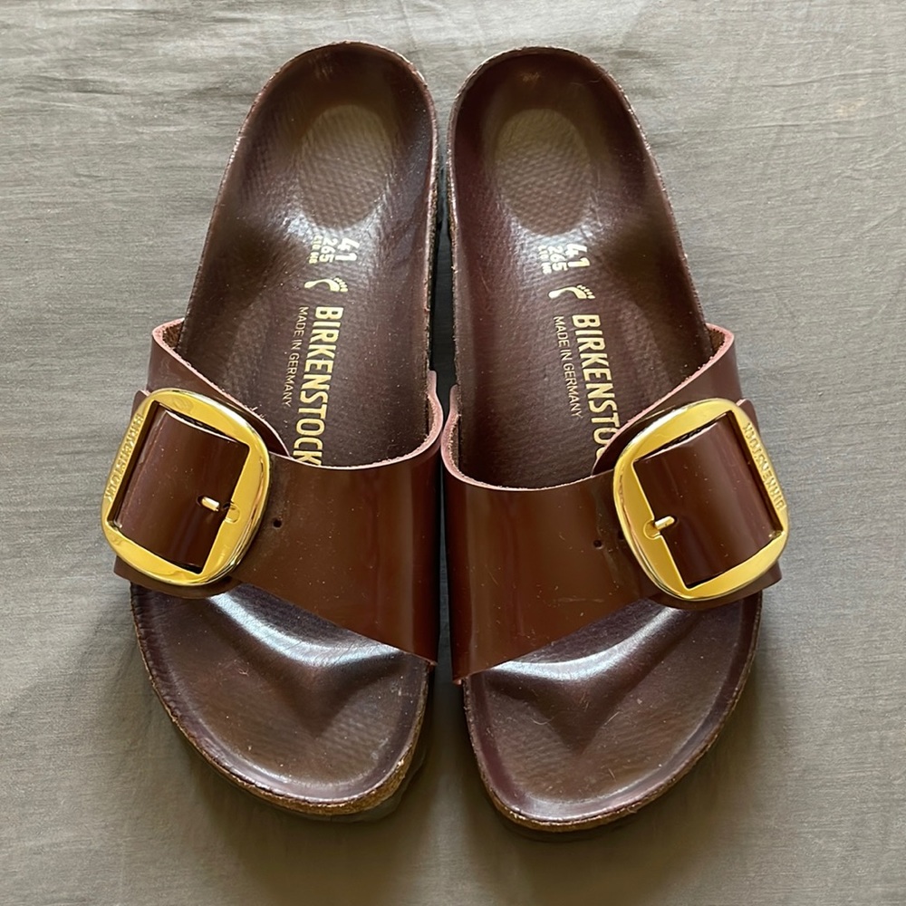 Birkenstock Madrid patent leather big buckle Sandals